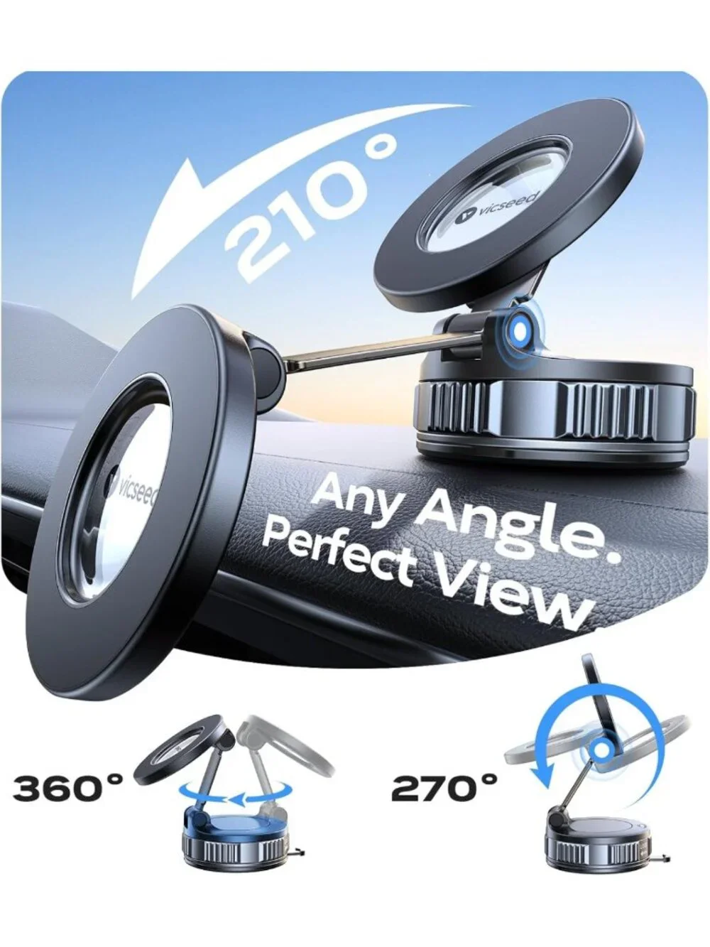 2026 Upgraded Magnetic Car Phone Holder - 360° Adjustable, Strong Suction for